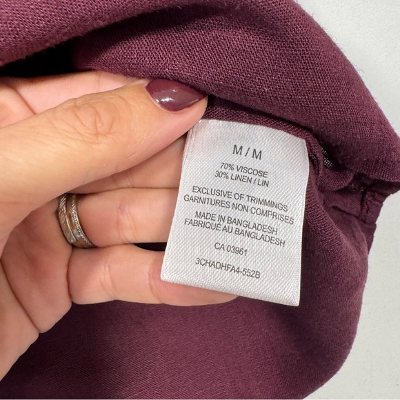 Denver Hayes Cherry Red Peasant Top M Linen Viscose Long Sleeve Boho Cottagecore - Picture 4 of 8